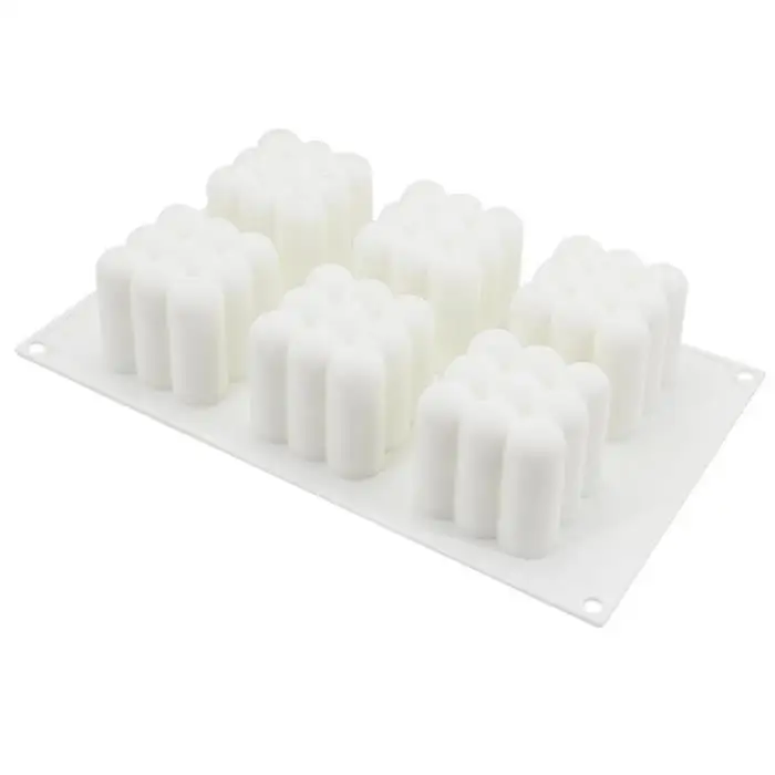 

Hot Sale 6 cavities Cube Candle Silicone Molds For Candle Making 3D Cube Shapes DIY Handmade Moulds, As the picture