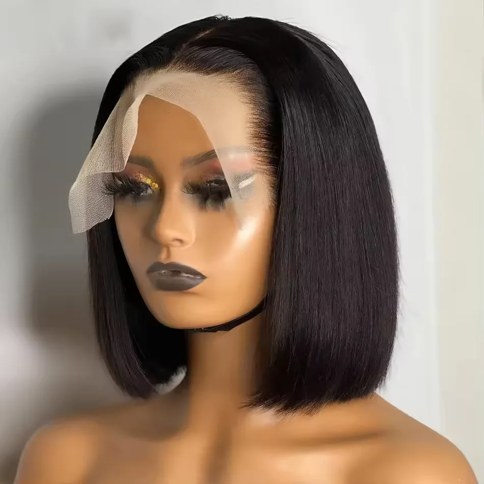 Hot Selling 10 Inch Brazilian Hair Straight Bob Wig Short Human Hair 13x4 Lace Frontal Bob 200% Density Full Frontal Bob Wig