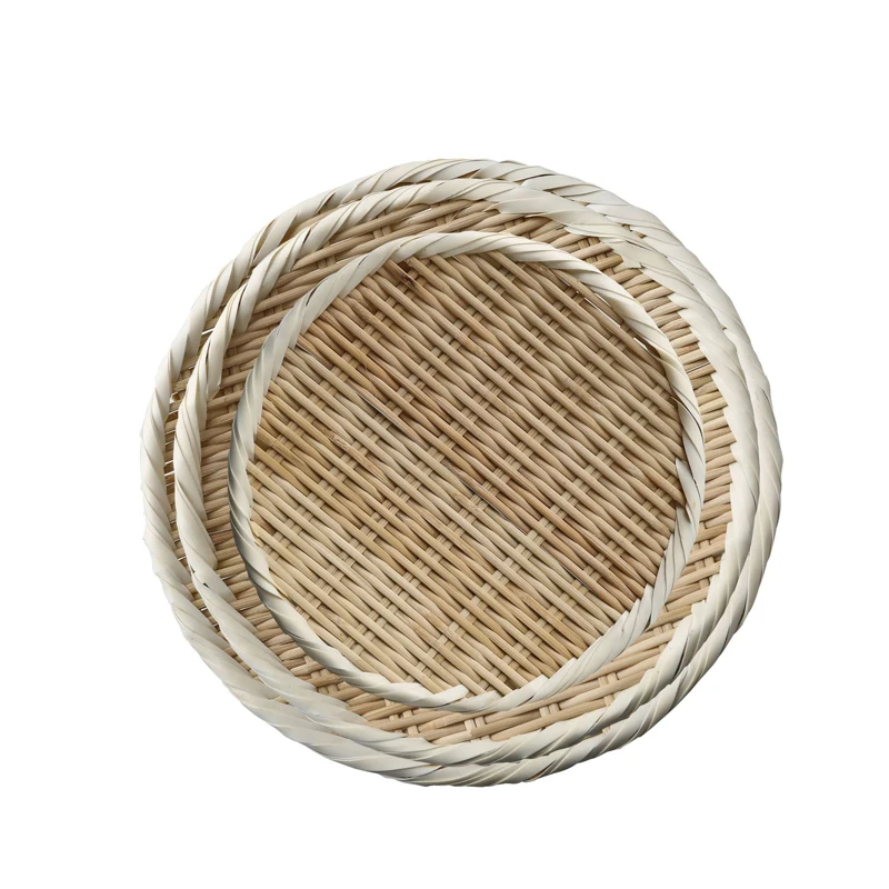 

2021 Kitchen Decorative Japanese-style Bamboo Woven Plate Fruit Plate Basket for Storage