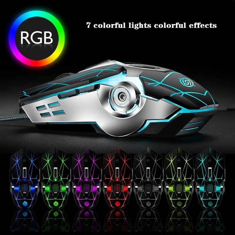 Ksnake Q7 Mouse Game Wired 7 Color Illuminated Usb 4000 Dpi Mechanical