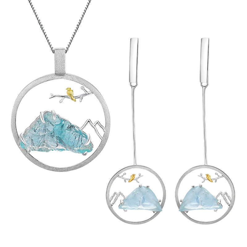 

Pure 925 Sterling Silver Natural Blue Gemstone Jewelry Sets