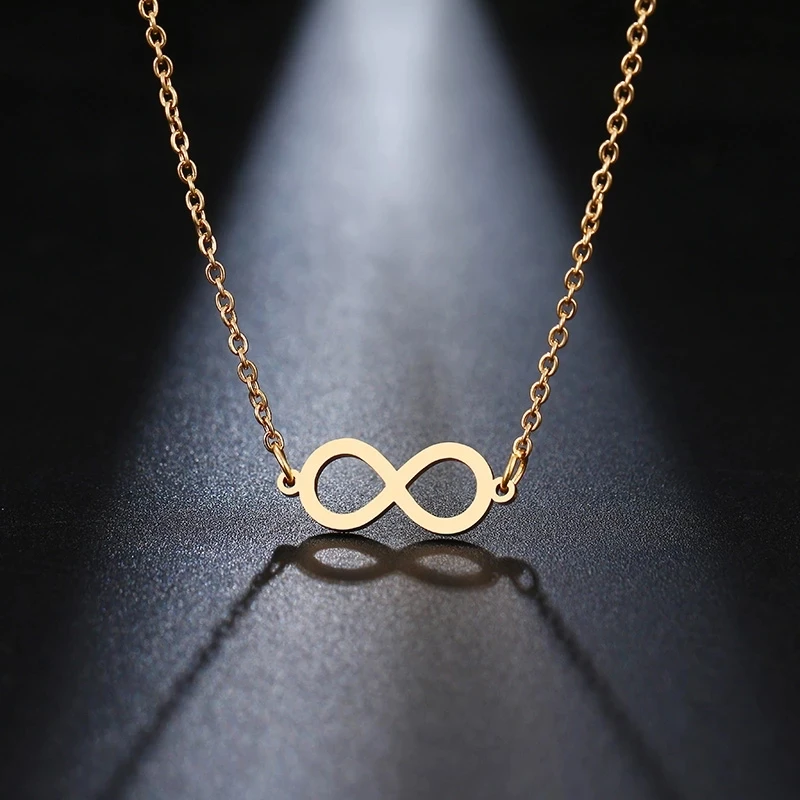 

Stainless Steel Necklace Fashion Chic Infinity Pendant Necklaces Jewelry Gift For Women Lovely, Gold silver