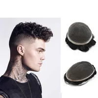 

Hot Sale Indian Virgin Hair Toupee Swiss Lace Replacement Men Hair Toupee With Thin PU Around Hair