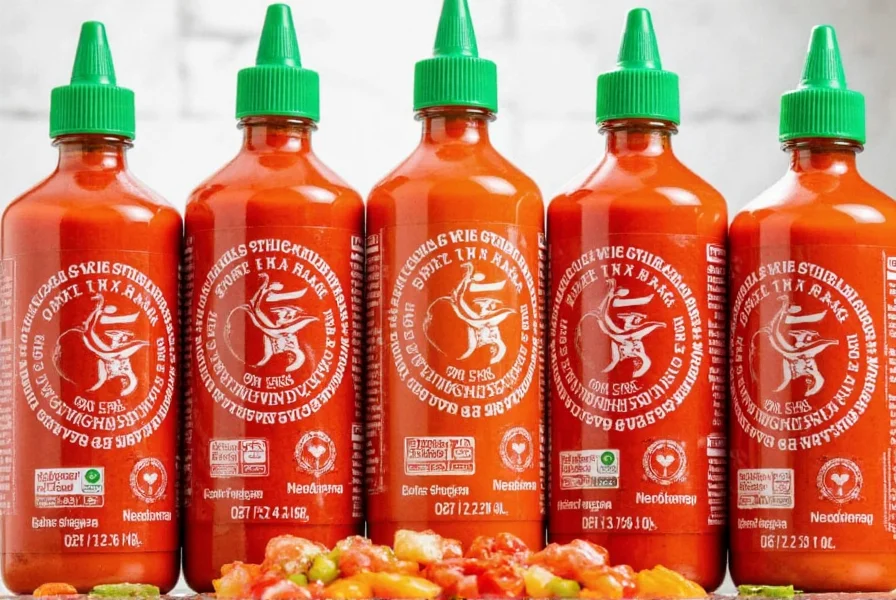 Shopping list and bulk bottles of sriracha