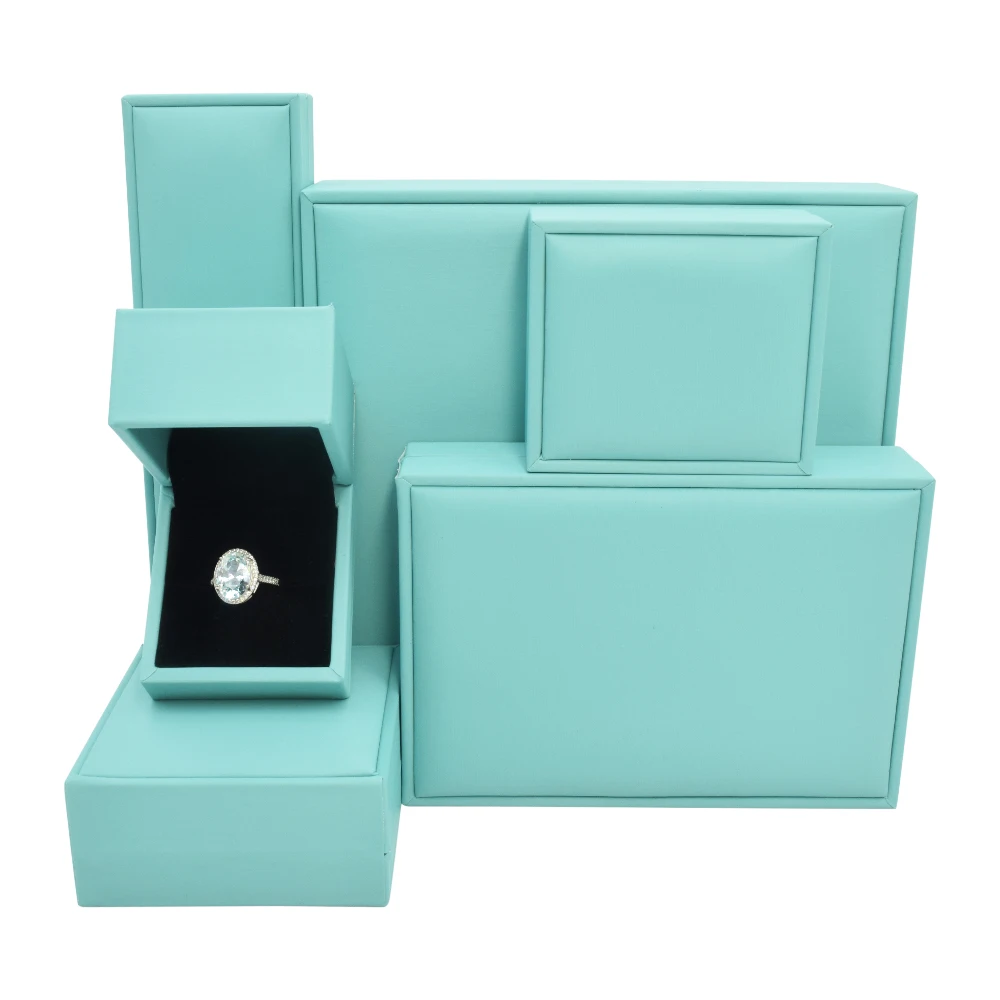 

Dongyue High End Luxury PU tiffnany blue Leather Jewellery Boxes for Wholesale Ring Necklace Earring Bracelet Set Jewelry