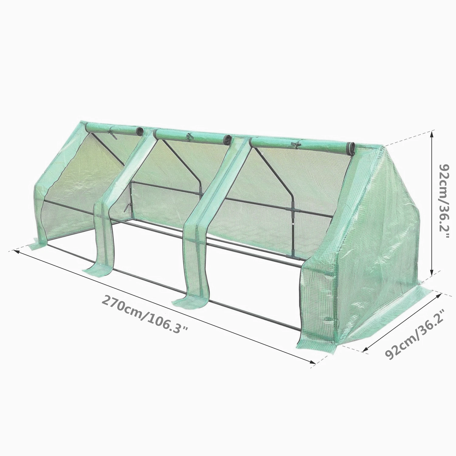 

Cold Frame PE Greenhouse 270x92x92cm, Green/white