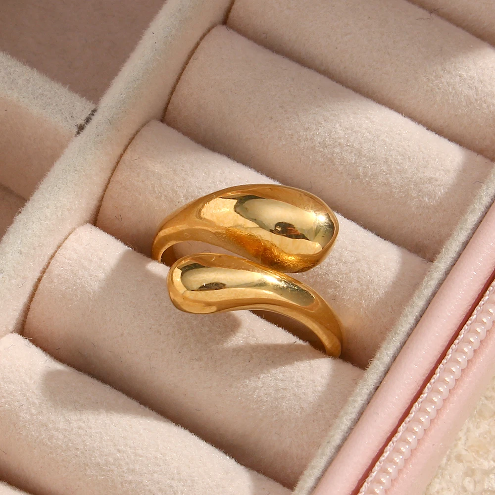 

Fashion Design Smooth Snake Shape Opening Female Jewelry Rings Gold Plated Stainless Steel Rings