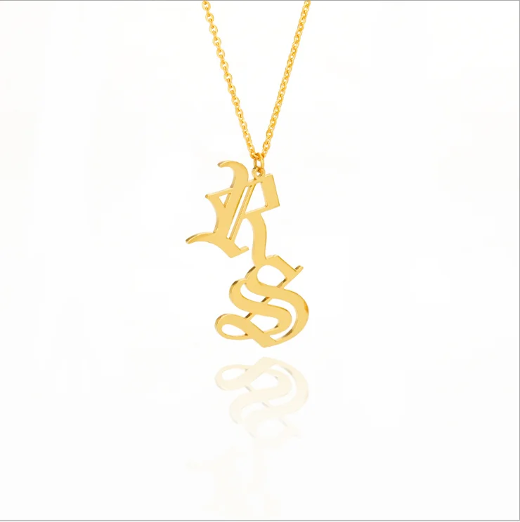 

Personalized Customization Stainless Steel Gold Plated Initial Necklace For Women