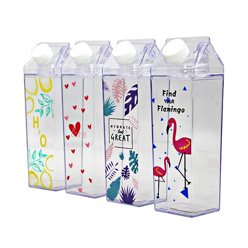 

Shape Box Acrylic Clear Baby Milk Carton Packaging Water Bottle, Customized colors acceptable