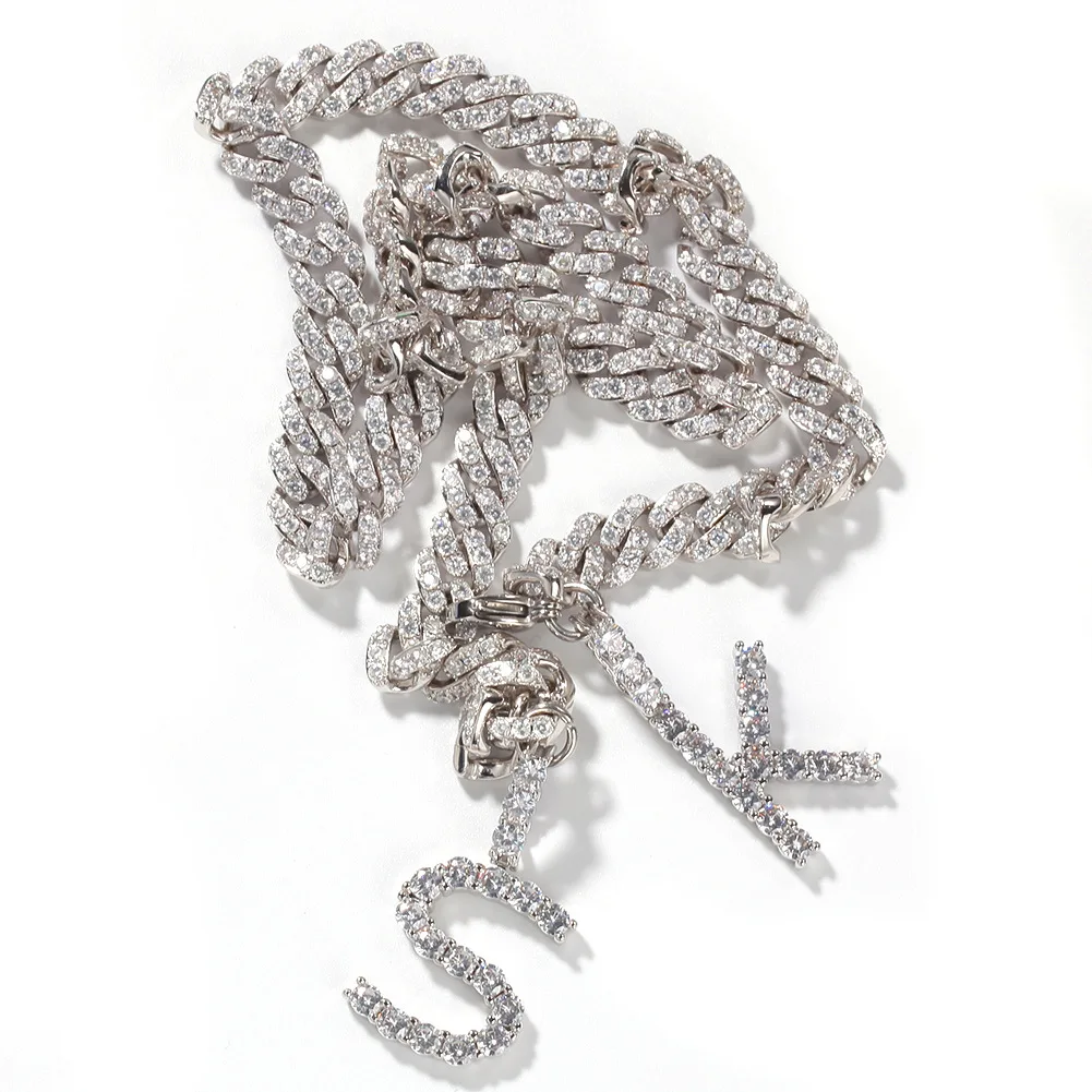 定制女士锁链项链金铂镀魅力字母吊坠古巴链