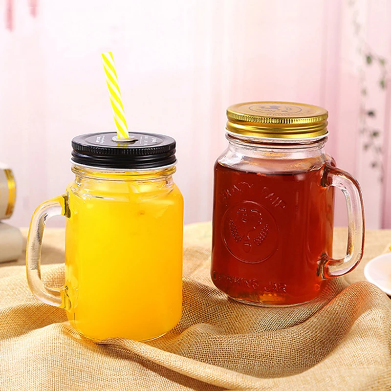 

Wholesale glass plastic mason jar with lid straw cups mugs