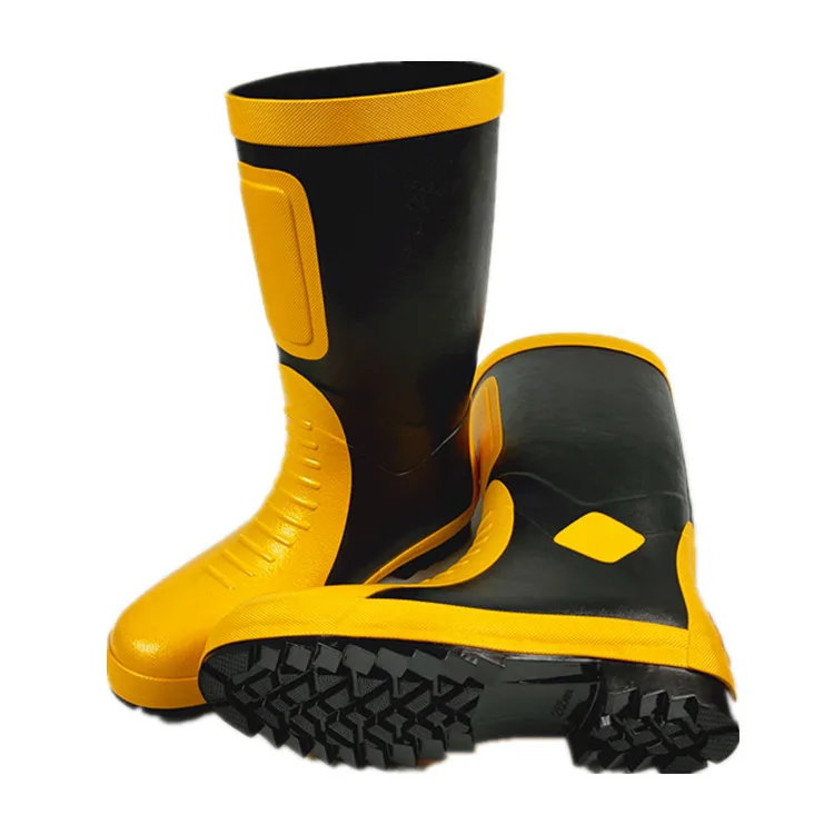 

Anti-Smash Rubber Fashionable Protective Anti-Puncture Waterproof Mining Safety Shoes For Men, Black and yellow