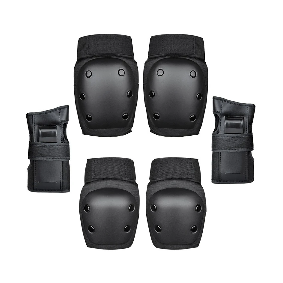 

Wholesale adults kids knee brace elbow pads safety protective gears for skate cycling, Black