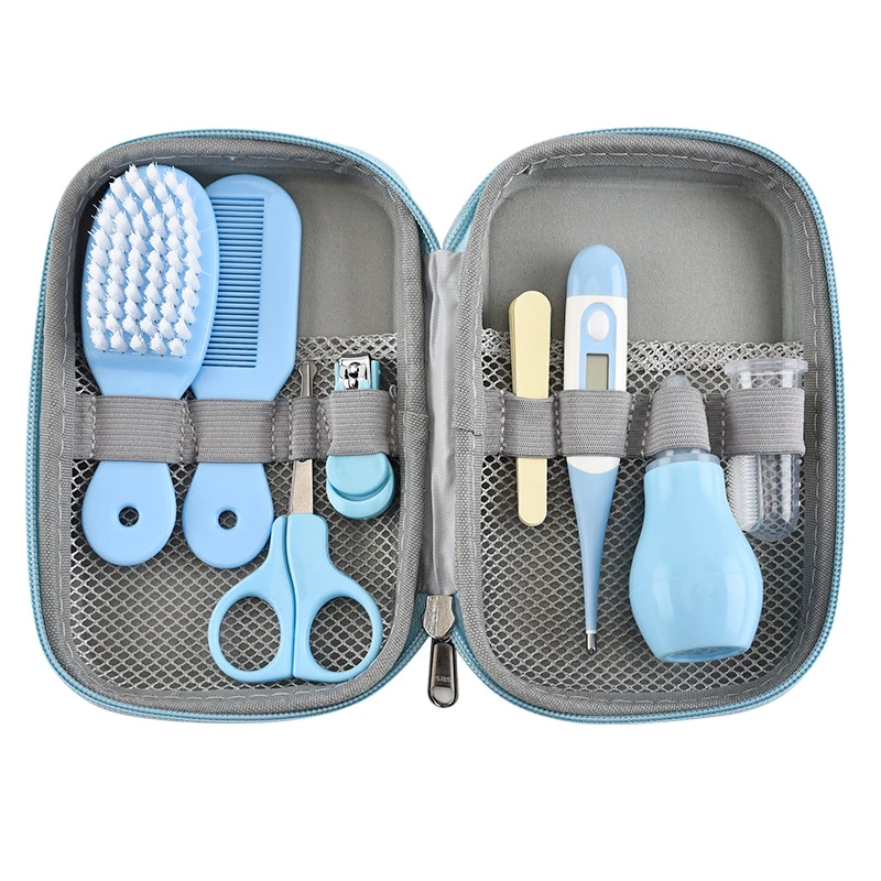 

Safety 8 Piece Newborn Baby Manicure Health Care Essentials Set, Blue pink yellow
