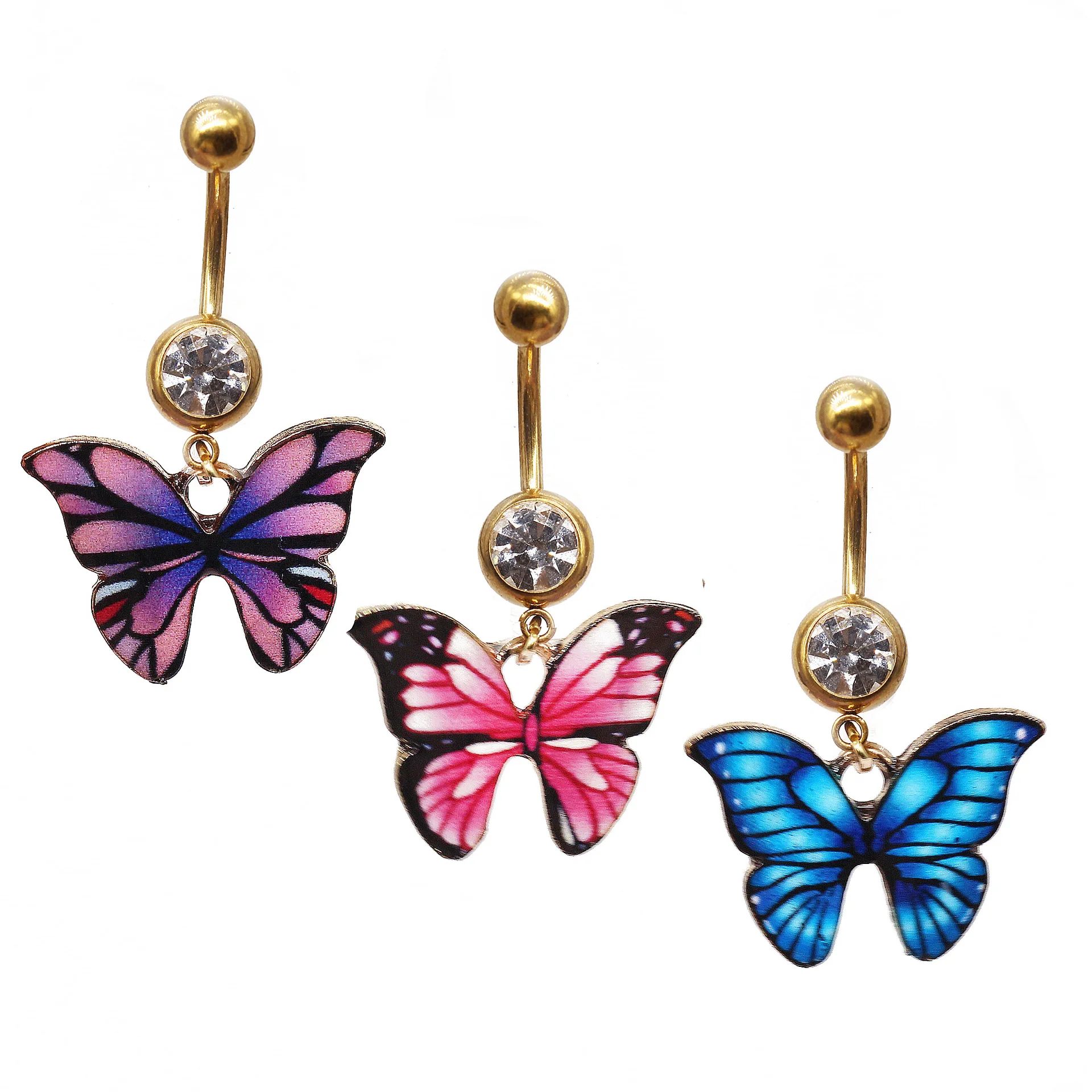 

Gaby colorful butterfly belly button ring navel belly rings body piercing jewelry, Gold