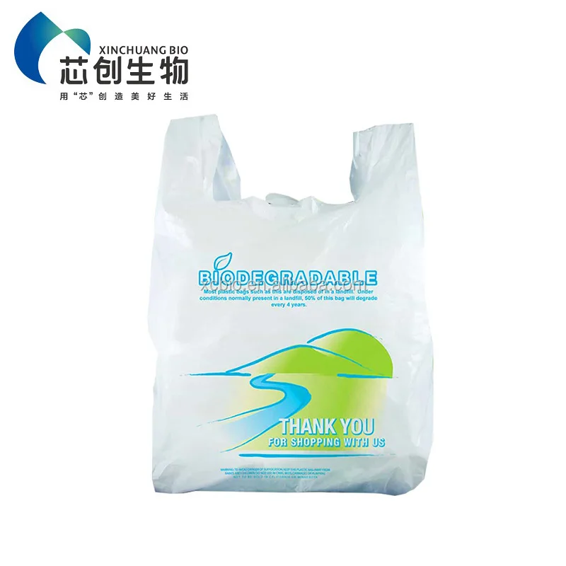 Compostable Vest Bag Biodegradable PBAT Cornstarch Plastic T Shirt Trash Bag