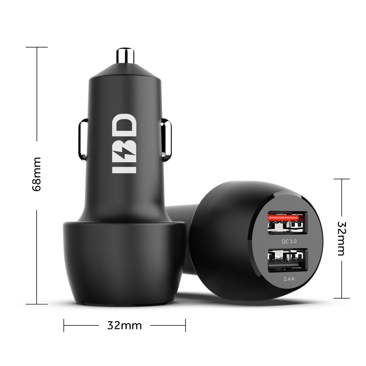 

12V Output Car Charger With Usb Qc3.0 2.4A Double Usb Car Charger Adapter Dual Usb Port, Black oem