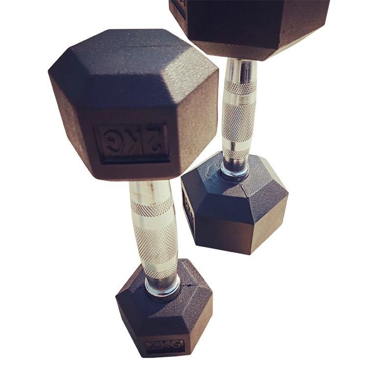 Wholesale high quality gym equipments hex rubber coated  dumbbell