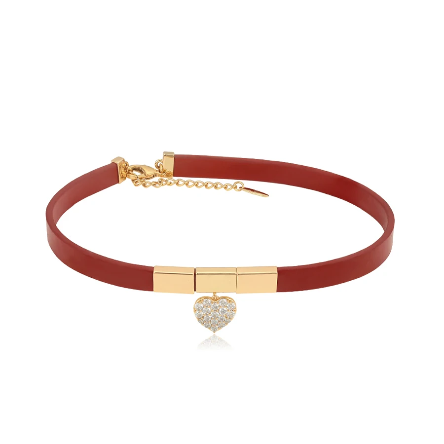 

C000008003 xuping Wholesale Jewelry Gold plated Choker leather Necklace
