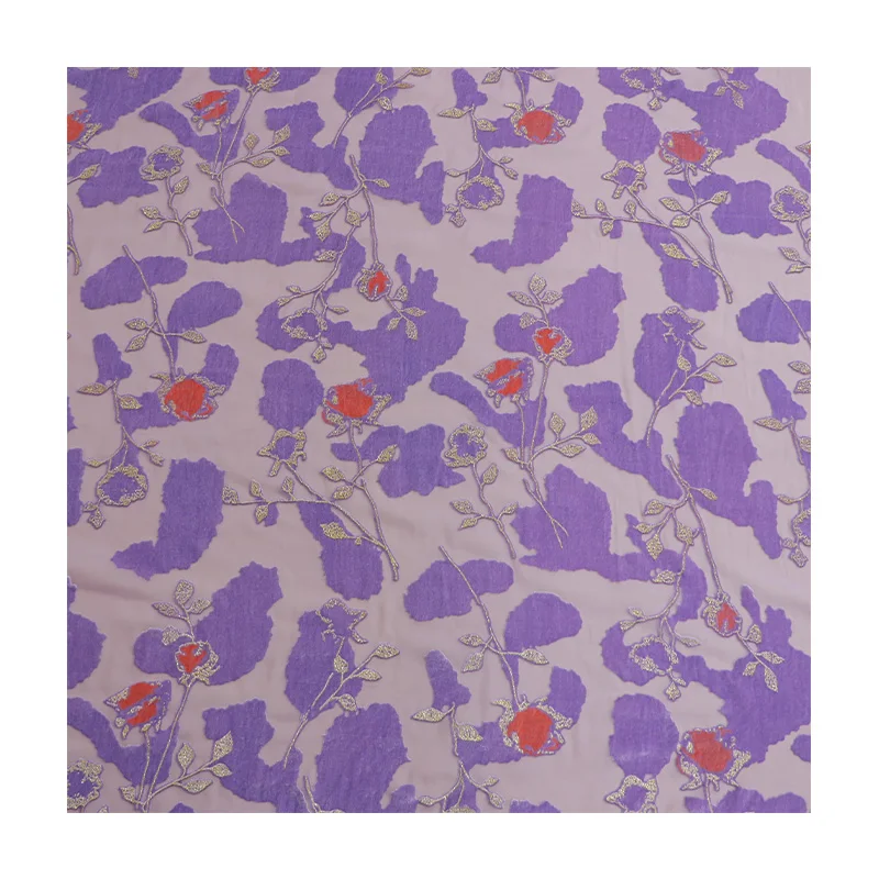 NYLON RAYON BURNOUT Velvet Printed with Gold Foil Print  for Women's Scarf Fashion Clothing Fabric