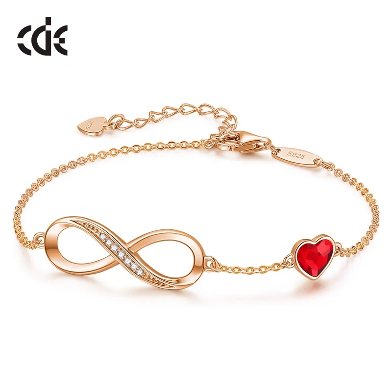 CDE YB0692 2023 Trendy Jewelry Rose Gold Plated Infinity Bracelet Heart-Shaped Sterling Silver Jewellery Excelled Bracelet