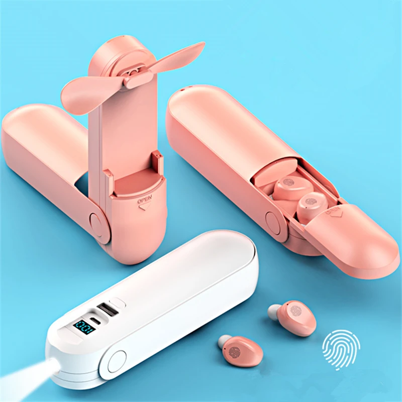 

F7 cute design pink kids bluetooth headphones wireless earbuds with USB Fans