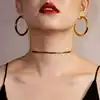 14k gold plated classic large Round Chunky Thick gold ear ring bulk hoop earrings