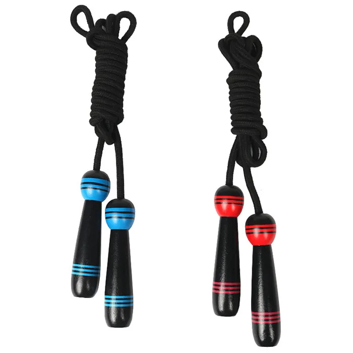 

Kids toy woven cotton jump rope wooden handle adjustable jump rope, Blue,red