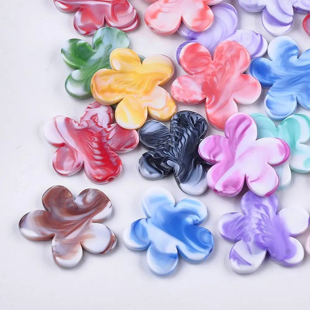 

PandaHall Two Tone Flower Mixed Color Imitate Cloud Style Acrylic Beads