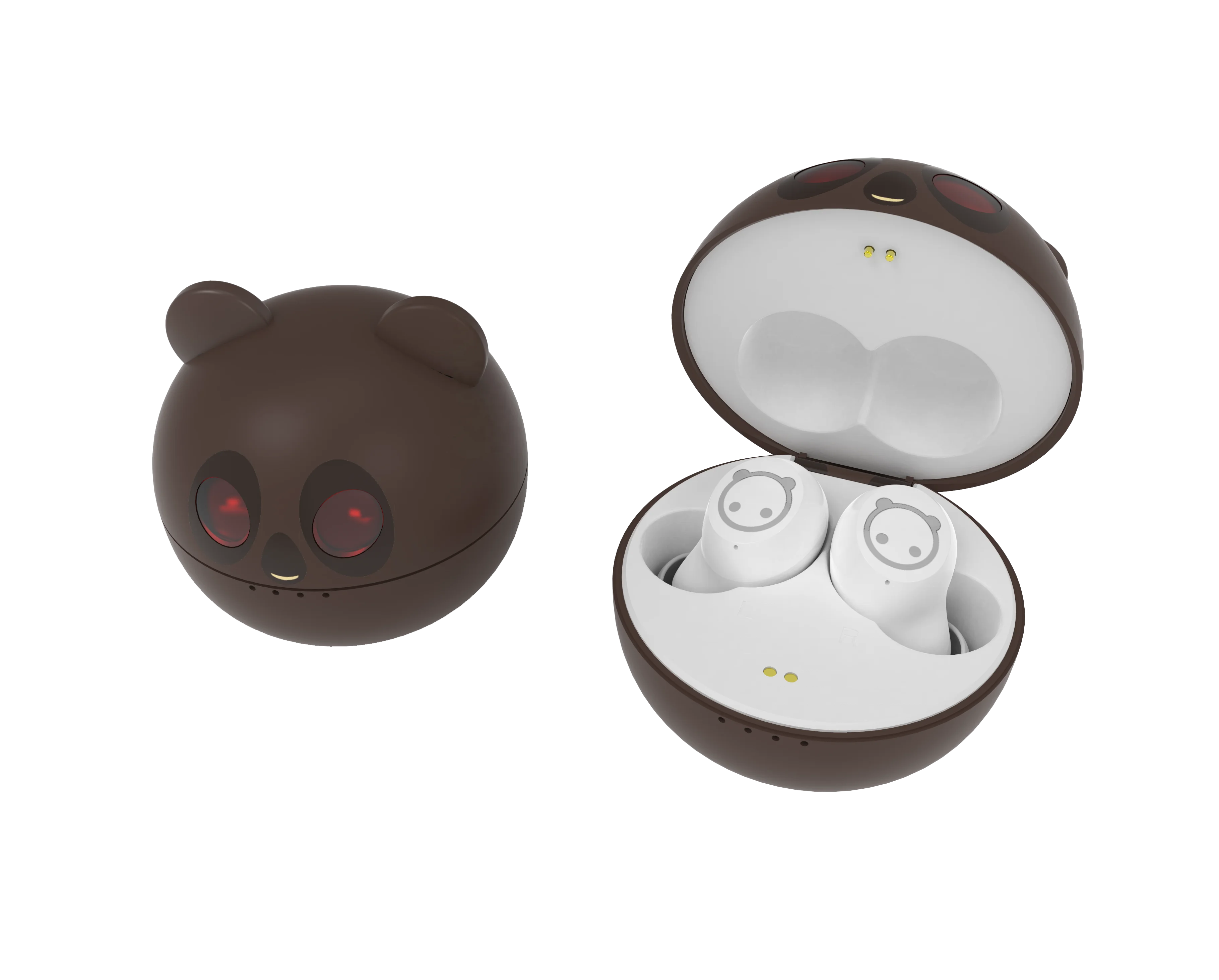 

New style wholesale Little brown bear shell Digital display Earphone Wireless electronics for BT, Black,white,red