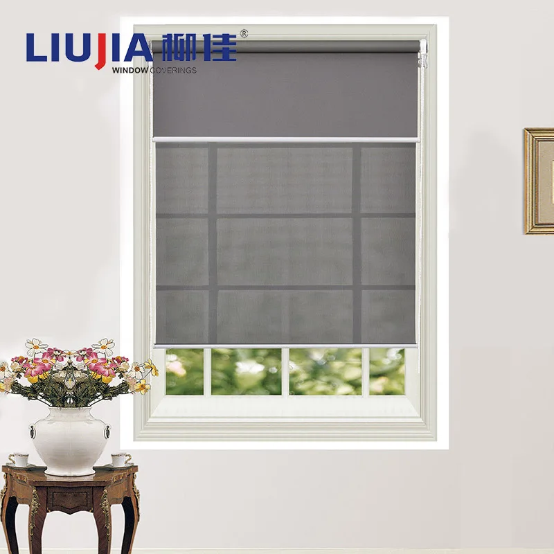 

New Design Double Layer Bracket Light Filtering Sunscreen & Blackout Stores Enrouleurs Dual Roller Blinds