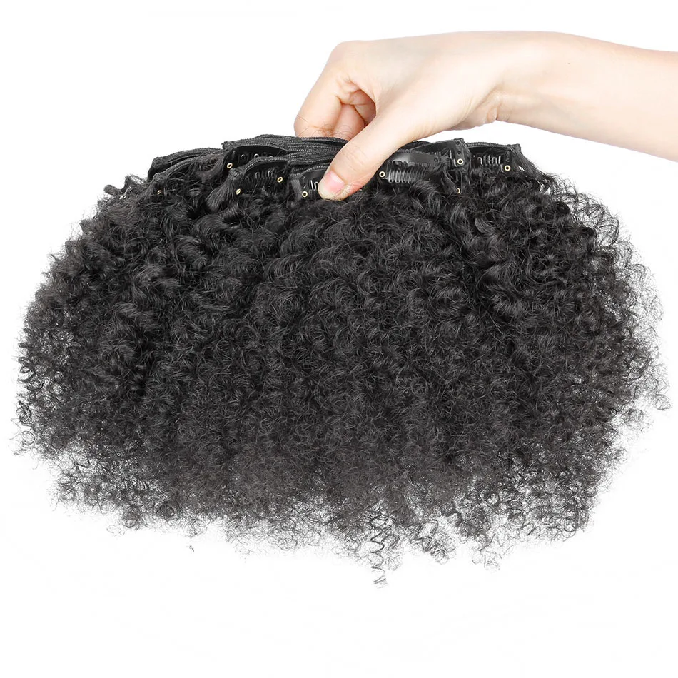 

Wholesale 100% virgin mongolian afro kinky curly human hair clip ins