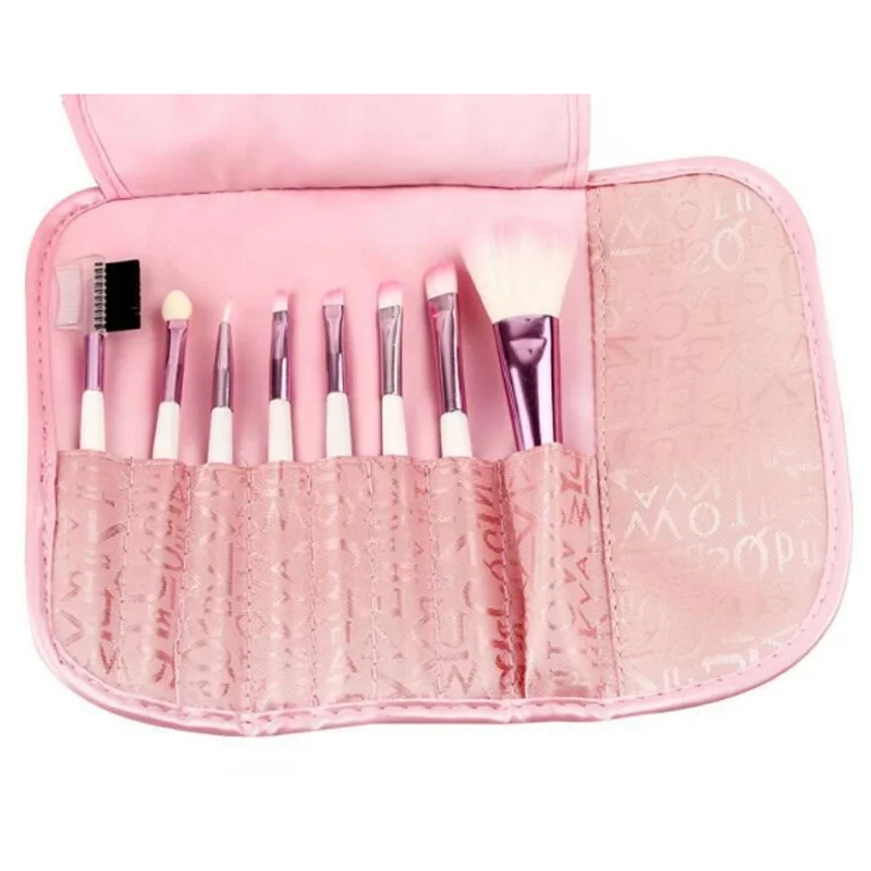 

Manufacturers Wholesale 8pcs White Makeup Brush Set With Pink Brush Package Foundation Powder Eye Shadow Brush Cosmetic