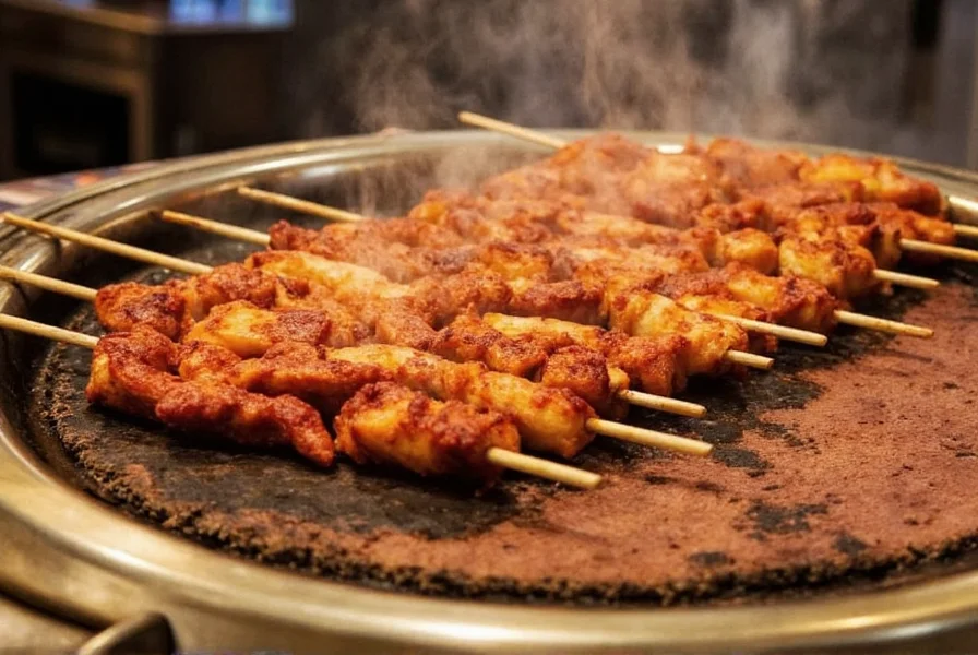 Chef preparing ginger hibachi chicken on teppanyaki grill