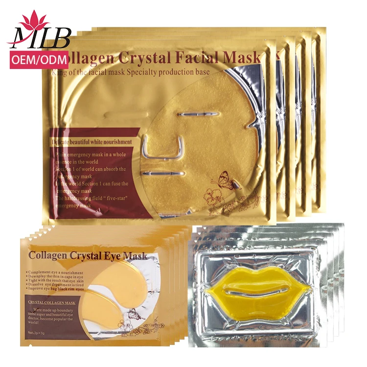 

Wholesale high quality deep moisturizing face care pure 24k gold sheet skin beauty collagen crystal facial mask private label