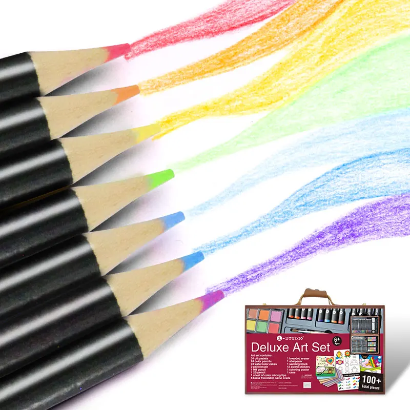 
Deluxe Rainbow Wooden Art Set Full Colors Professional Drawing Art Set 