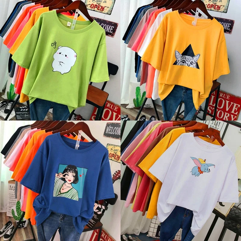 

Factory Offer 2021 RADOM COLOR DELIVERY Latest Designs 100% Cotton Summer Casual T-Shirts For Women Girls, Shown