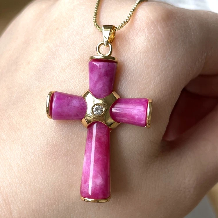 

jialin fashion wholesale jewelry jade green yellow red cross pendants