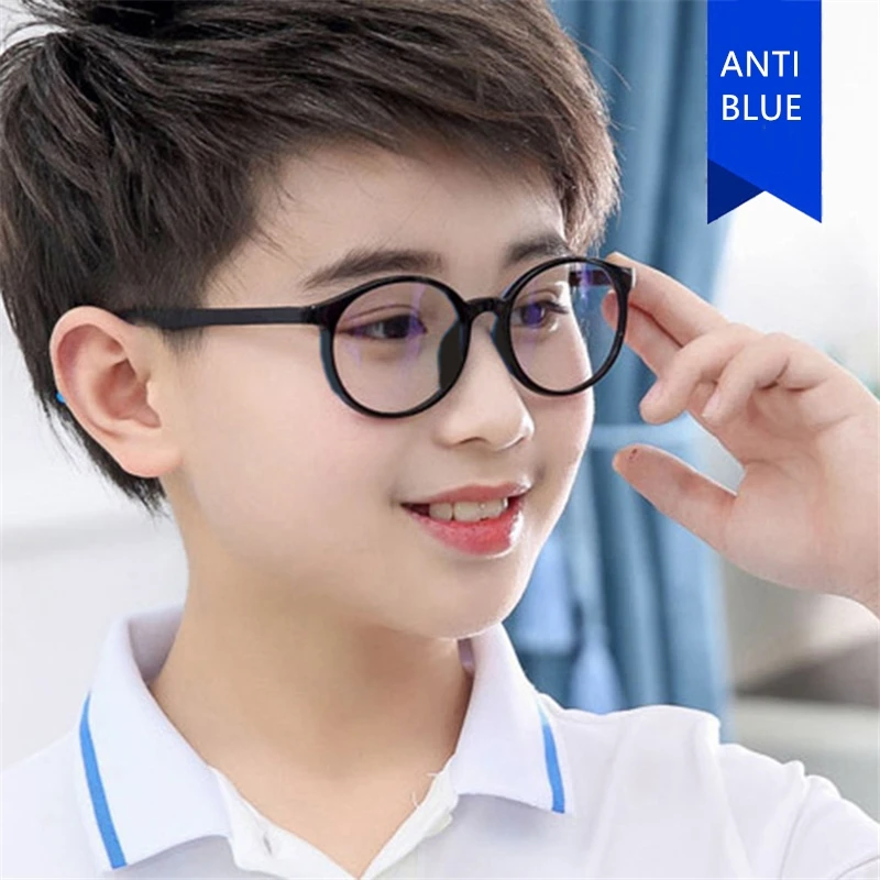 

Blue Light Blocking Spectacles Anti Eyestrain Decorative Kids Glasses Light Computer Radiation Protection Round Glasses, Picture shows