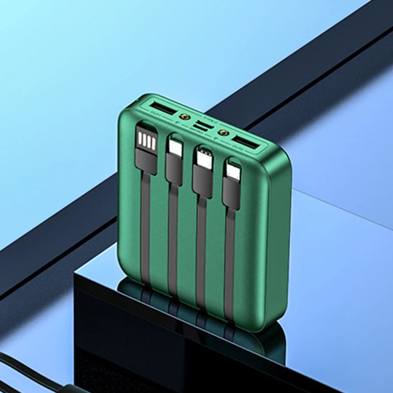 

Free Sample Dropshipping Power Bank Portable Charger 10000 Mah Power Bank With Built In Cable Hot Sellers Shenzhen Factory, Green ,red ,black