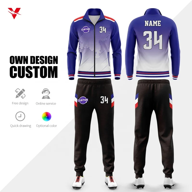 

Custom Men'S Windproof Compression Streetwear Sweatsuit School Uniform Tracksuit City Soccer Tracksuit Zip Up Football Tracksuit