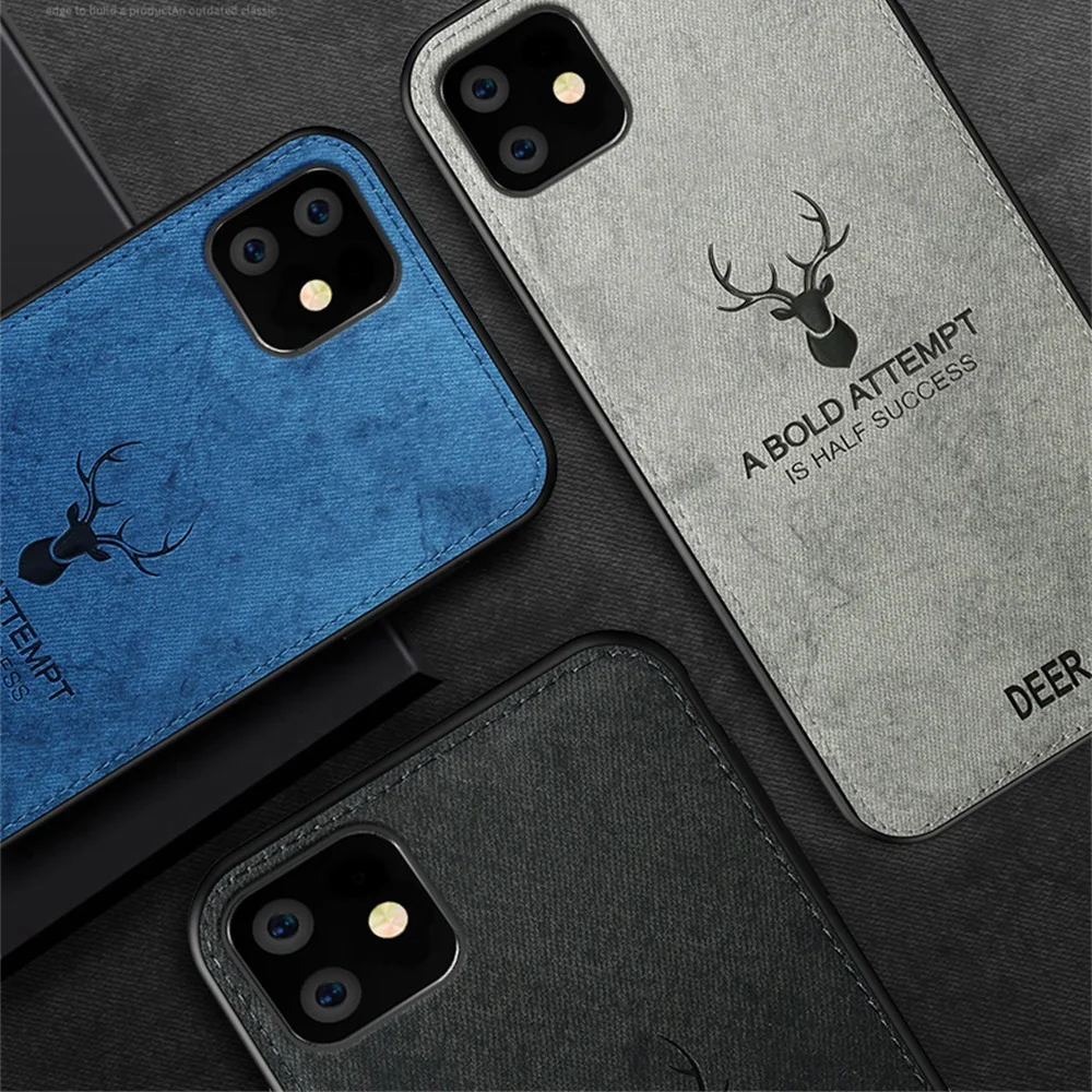 

Cloth Skin Soft Phone Case For Huawei P30 Deer Cover Luxury Anti Sweat Deer Cloth Phone Case For IPhone 11