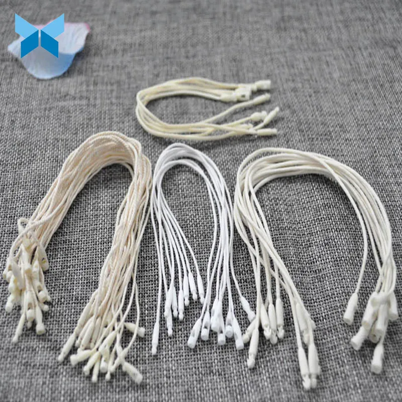 

Hot Sale Black White Snap Lock BulletHead Seal Hangtag String Plastic Hang Tag String For Garment, White , black,beige
