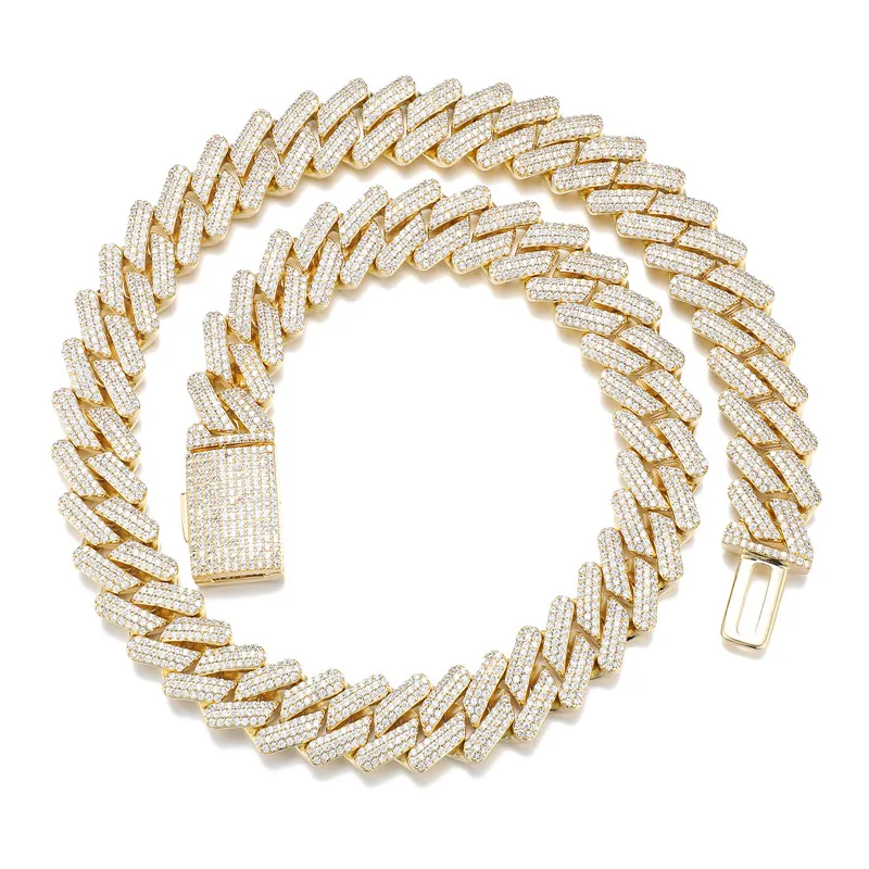 

DE Hip Hop 16mm Cuban Link Chain For Men Iced Out Bling Cuban Chain Zicon Chaine Homme Fashion Jewelry Wholesale