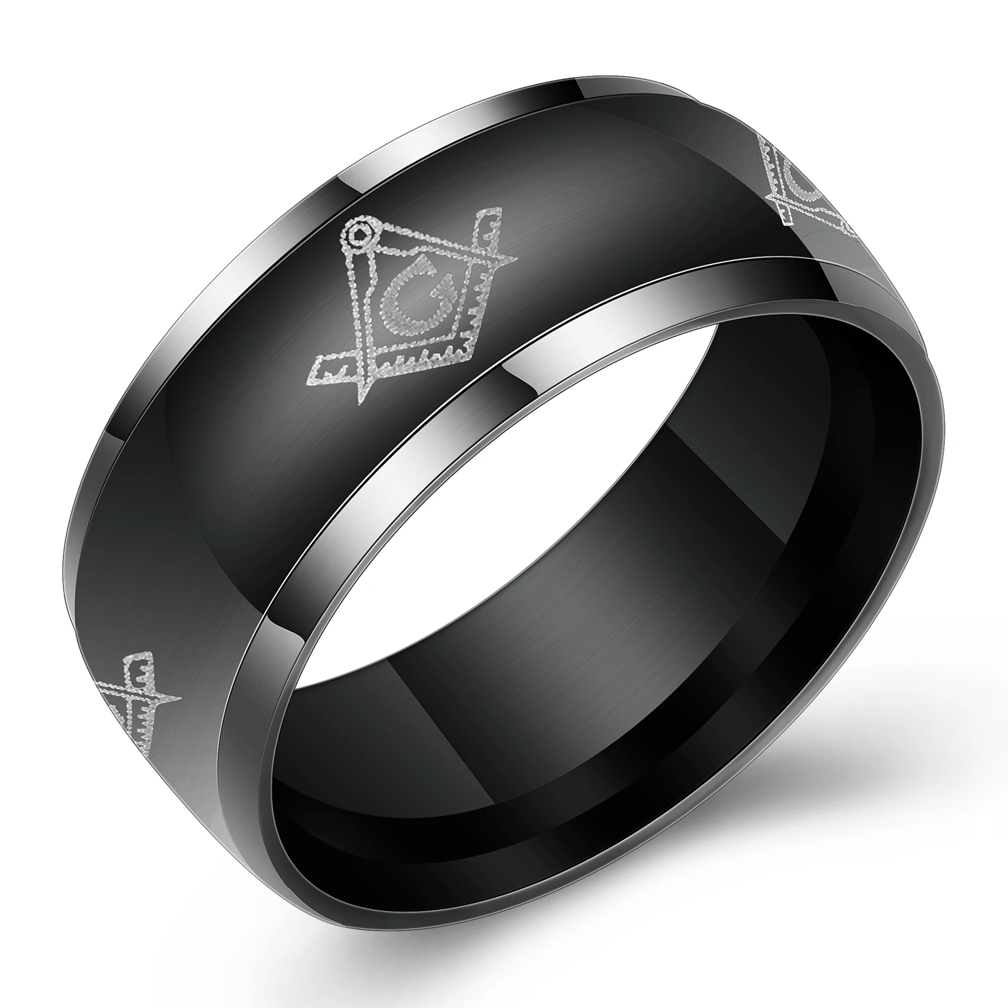 

Stainless Steel Carbide Rings Freemasonry Masonic Black Men Ring Free Mason