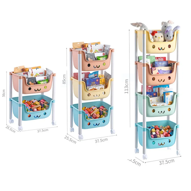 

XingYou home diy 1- 4 layer toy storage shelf basket storage shelf With Wheels plastic storage shelf