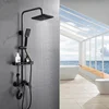 Copper wall mount bathroom hot cold water rain shower waterfall shower mixer set