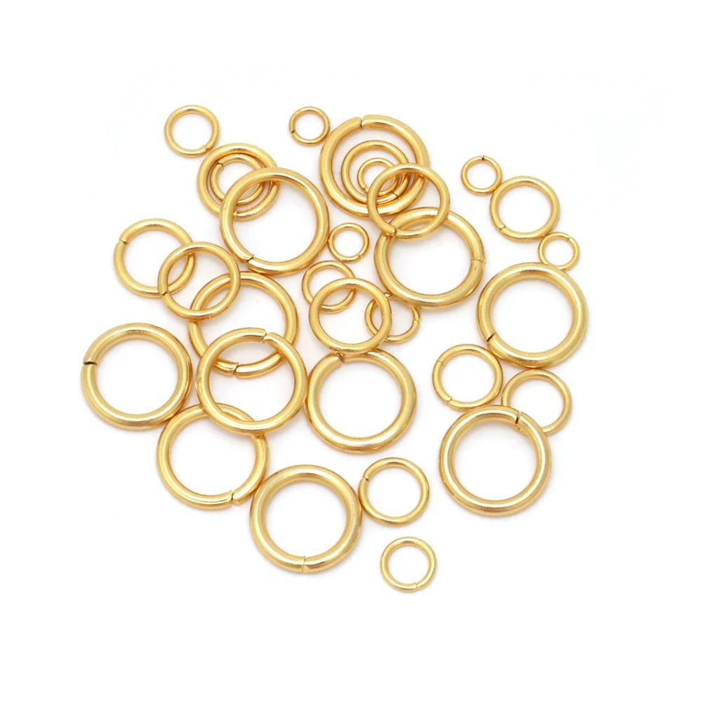 1.2*8mm/1*8mm/0.5*3mm/0.6*4mm/0.7*5mm /0.8*6mm Real Gold/Steel Gold Plated Open Jump Ring for Jewelry Accessories