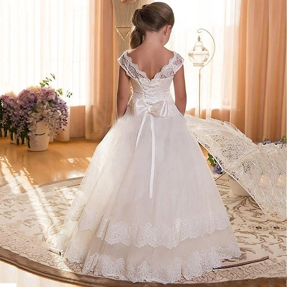 
beautiful first communion dresses for girls 2-12 years white little girls ball gown dresses 2018 full length flower girls dress 