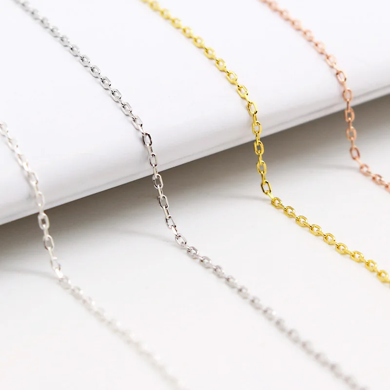

18K Gold Plated Rose Gold Cable Chain Necklace S925 Dainty Sterling Silver Chains for Jewelry